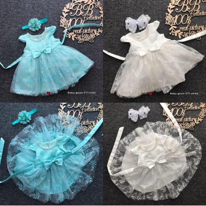 PRINCESS BABY GOWN 577-MY20*4 (W HAIRBAND) 1913