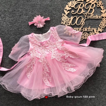 PRINCESS BABY GOWN 580- (W HAIRBAND) 258