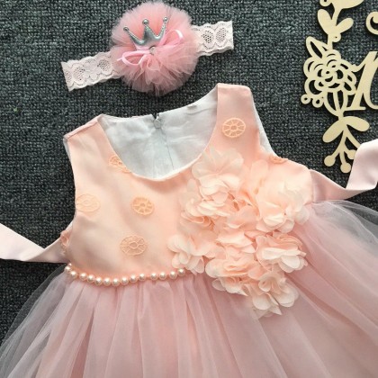 PRINCESS BABY GOWN 584-(W HAIRBAND) 225