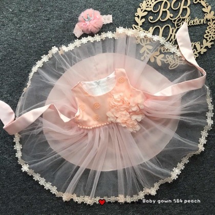 PRINCESS BABY GOWN 584-(W HAIRBAND) 225