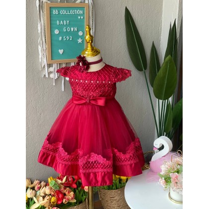 PRINCESS BABY GOWN 592-(W HEADBAND) 8967 PRINCESS BABY GOWN 592-(W HEADBAND) 8967