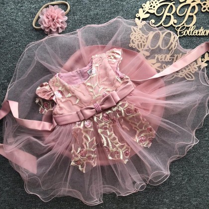 PRINCESS BABY GOWN 600-(W HEADBAND) 66463