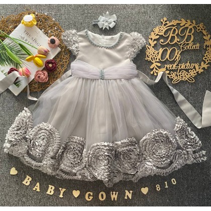PRINCESS BABY GOWN 810 WITH HEADBAND- [67214] 