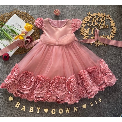 PRINCESS BABY GOWN 810 WITH HEADBAND- [67214] 