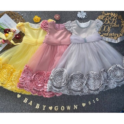 PRINCESS BABY GOWN 810 WITH HEADBAND- [67214] 