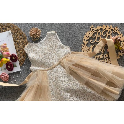 PRINCESS BABY GOWN 812 (W HEADBAND) 67110 [SIZE 60-100]