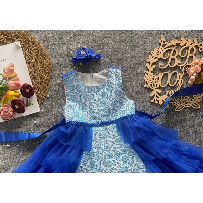 PRINCESS BABY GOWN 812 (W HEADBAND) 67110 [SIZE 60-100]