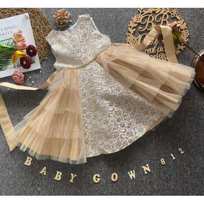 PRINCESS BABY GOWN 812 (W HEADBAND) 67110 [SIZE 60-100]