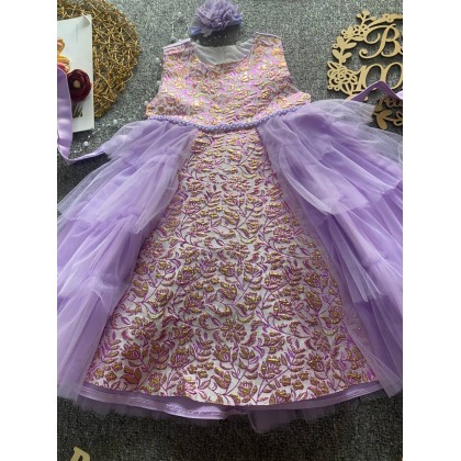 PRINCESS BABY GOWN 812 (W HEADBAND) 67110 [SIZE 60-100]