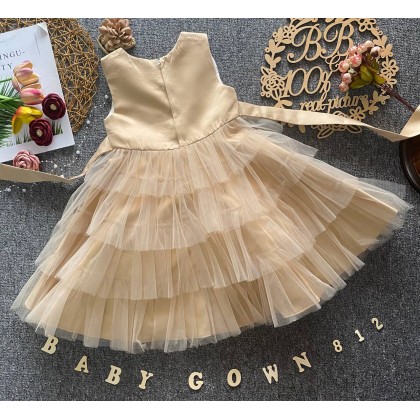 PRINCESS BABY GOWN 812 (W HEADBAND) 67110 [SIZE 60-100]