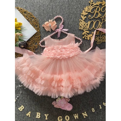 PRINCESS BABY GOWN 816-WITH HEADBAND + SOCKS - [80994]
