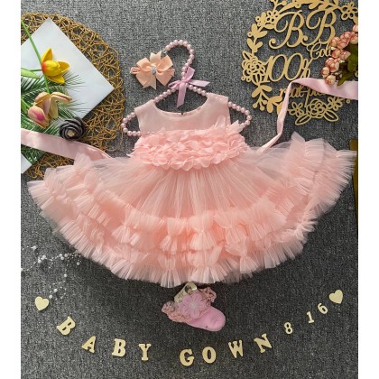 PRINCESS BABY GOWN 816-WITH HEADBAND + SOCKS - [80994]