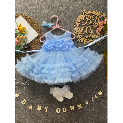 PRINCESS BABY GOWN 816-WITH HEADBAND + SOCKS - [80994]