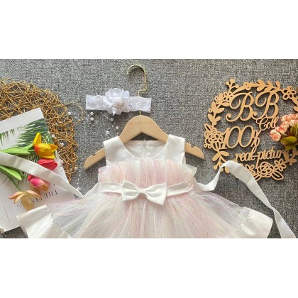 PRINCESS BABY GOWN 820-WITH HEADBAND + SOCKS - [JX615]