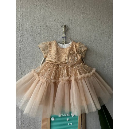 [0-2Y]PRINCESS BABY GOWN 862- WITH HEADBAND + SOCKS[67352]