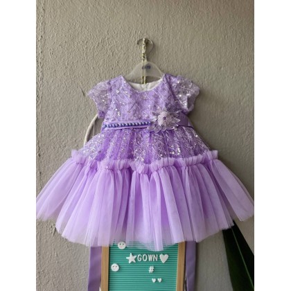 [0-2Y]PRINCESS BABY GOWN 862- WITH HEADBAND + SOCKS[67352]