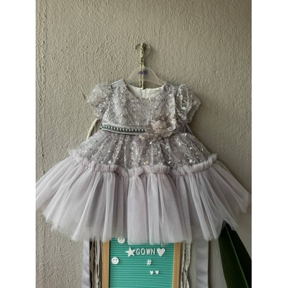 [0-2Y]PRINCESS BABY GOWN 862- WITH HEADBAND + SOCKS[67352]