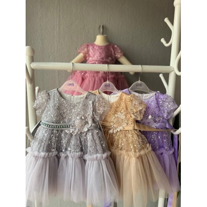 [0-2Y]PRINCESS BABY GOWN 862- WITH HEADBAND + SOCKS[67352]