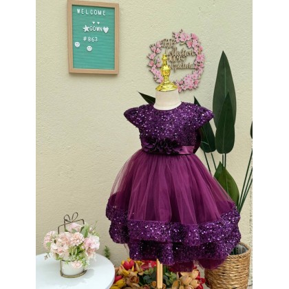 [1-7Y]PRINCESS BABY GOWN 863- WITH HEADBAND #67584