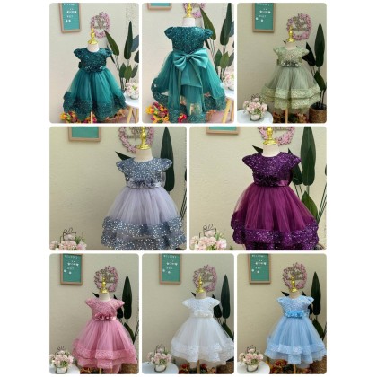 [1-7Y]PRINCESS BABY GOWN 863- WITH HEADBAND #67584