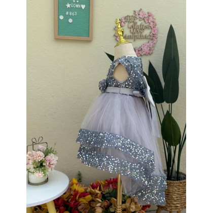 [1-7Y]PRINCESS BABY GOWN 863- WITH HEADBAND #67584