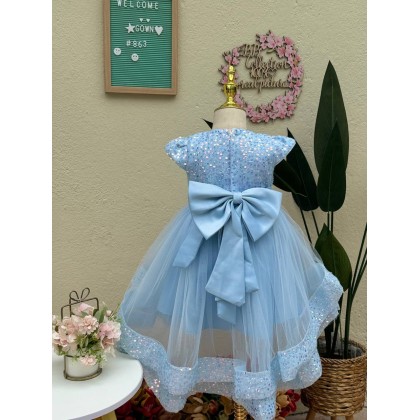 [1-7Y]PRINCESS BABY GOWN 863- WITH HEADBAND #67584