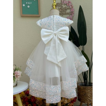 [1-7Y]PRINCESS BABY GOWN 863- WITH HEADBAND #67584