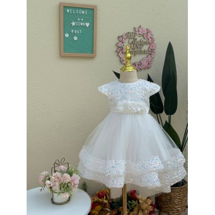 [1-7Y]PRINCESS BABY GOWN 863- WITH HEADBAND #67584