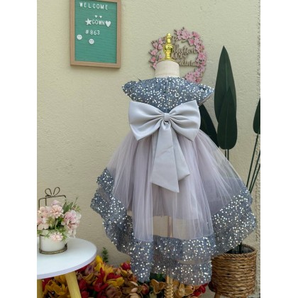 [1-7Y]PRINCESS BABY GOWN 863- WITH HEADBAND #67584