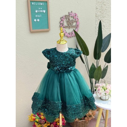 [1-7Y]PRINCESS BABY GOWN 863- WITH HEADBAND #67584