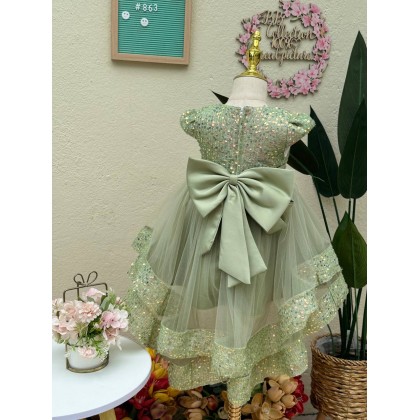 [1-7Y]PRINCESS BABY GOWN 863- WITH HEADBAND #67584