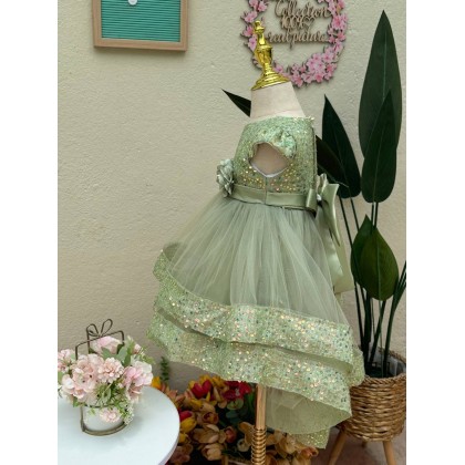 [1-7Y]PRINCESS BABY GOWN 863- WITH HEADBAND #67584